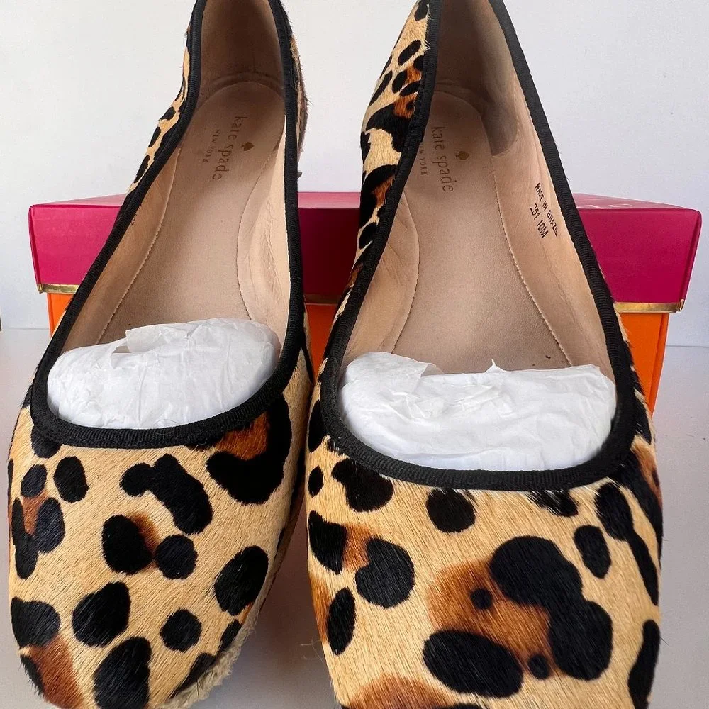 kate spade Leopard Print Ballet Flats - Black & Tan